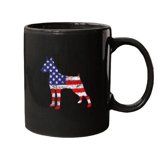 Miniature Pinscher 4th of July US American Flag Patriotic Mugs