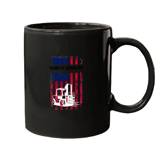 Proud Forklift Operator American Flag Forklift Driver Mugs
