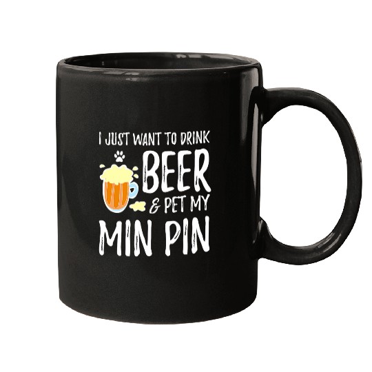 Min Pin Dog Mom Beer Miniature Pinscher Gift Mugs
