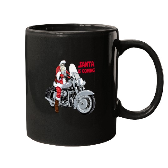 Rider Santa is coming Christmas Santa Claus Motorcycle biker Mugs