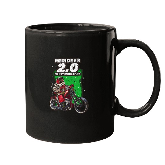 Reindeer 2 0  Funny motorcycle santa claus design 21 Mugs