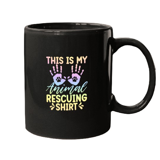 Pastel Rainbow Animal Rescue Graphic Art Design Mugs