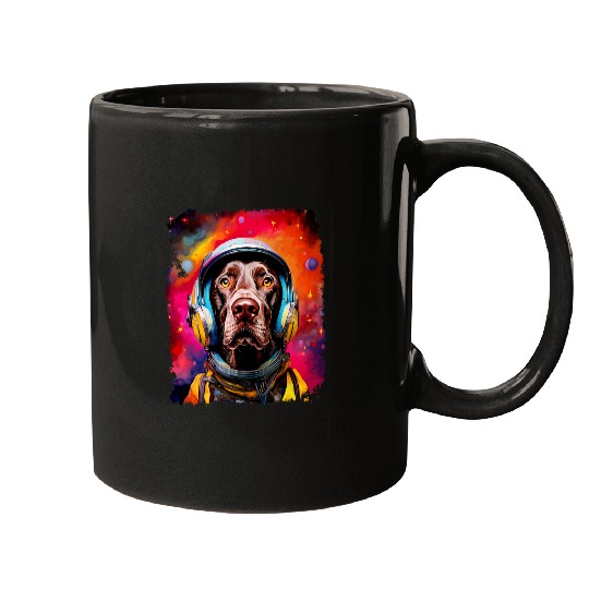 Pop Art Dog German Shorthaired Pointer Space Astronaut Mugs