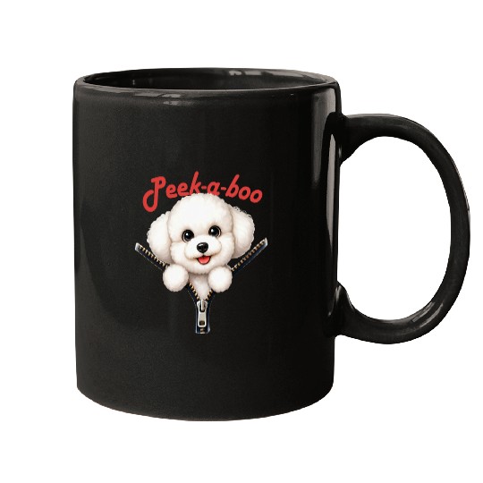 Funny Peekaboo Bichon Frise Mugs