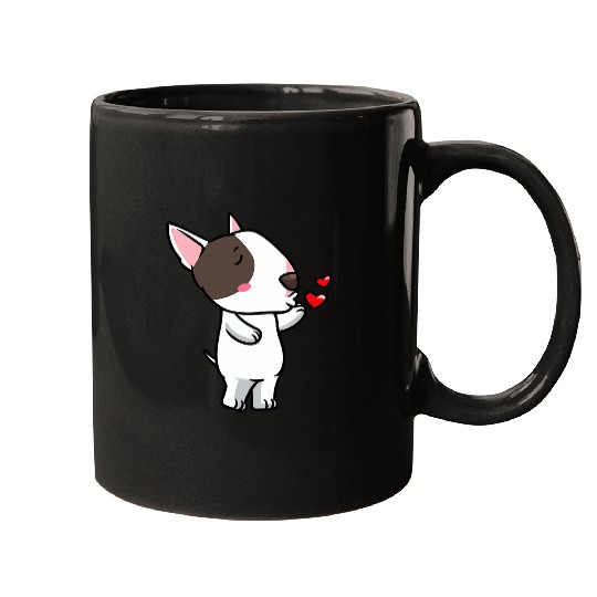 Miniature Bull Terrier Dog Kisses Mugs