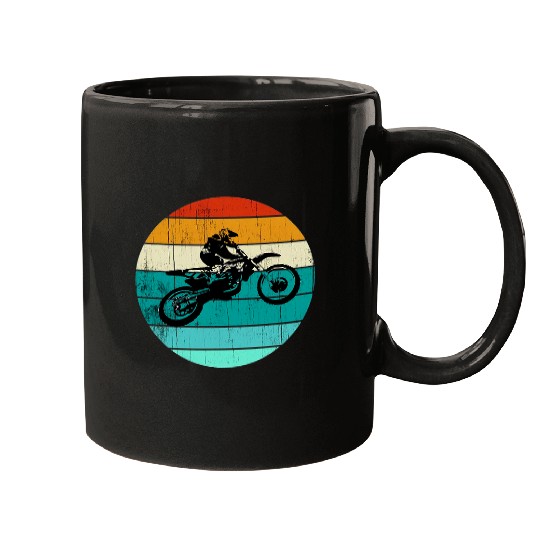 Motocross Motorcycle Dirt Bike Rider Retro Sunset Mugs