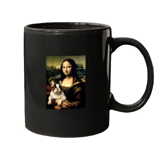 Mona Lisa With Dog Funny Leonardo Da Vinci French Bulldog Mugs