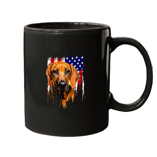 Rhodesian Ridgeback Dog American Flag USA Awesome Mugs