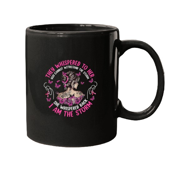 y whispered to her she whispered back i am a storm pink Mugs