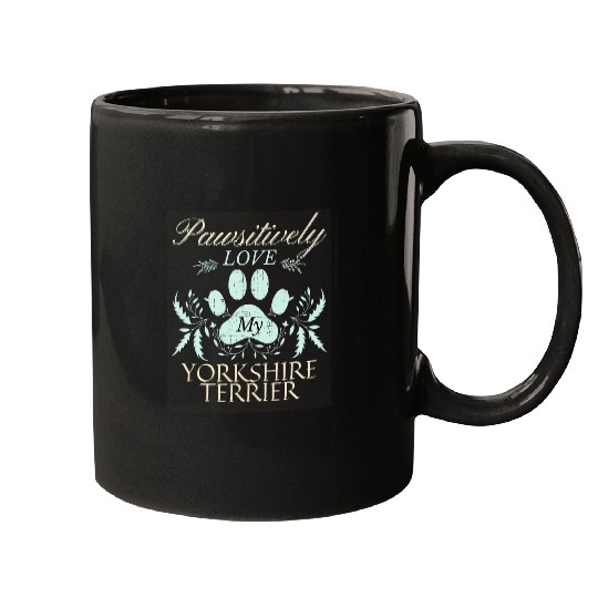 Pawsitevely Love My Yorkshire Terrier Paw Floral Dog Print Mugs