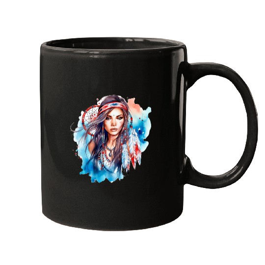 Native American day pretty indigenous woman Mugs
