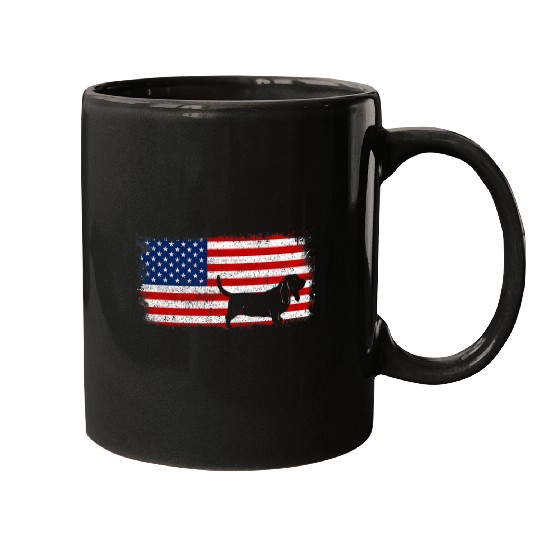 Patriotic BASSET HOUND American Flag Vintage Mugs