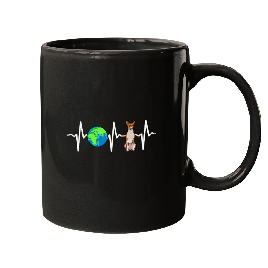 Globe Planet Earth Basenji Heartbeat Dog Lover Mugs