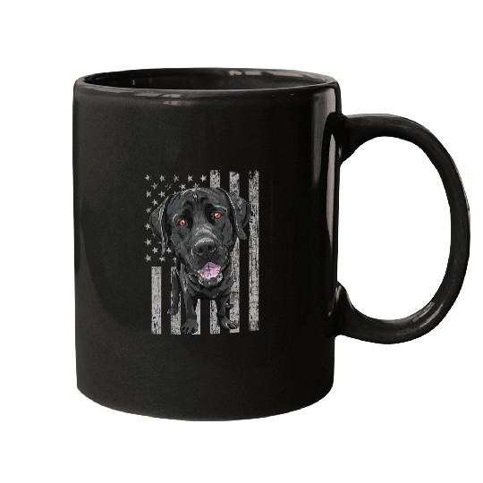 Patriotic Black Labrador USA American Flag Dog Lover Mugs