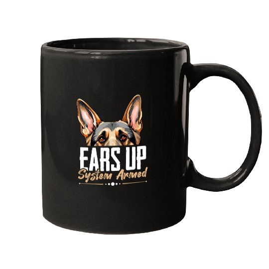 German Shepherd Dog Breed Pet Ears Up System Armed Mugs