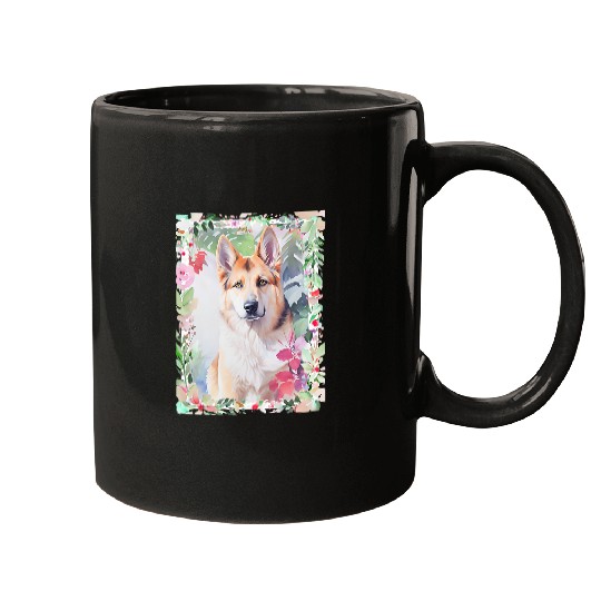 German Shepherd Animal Nature Flowers 2 Colorful Gift Mugs