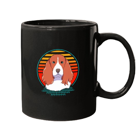 Retro 80s Dog Face Pet Lover Springer Spaniel Mugs