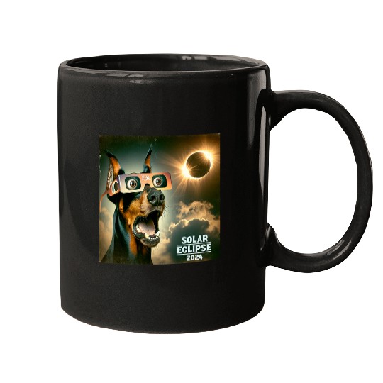Funny Selfie Doberman Pinscher Womens Mens Solar Eclipse Mugs