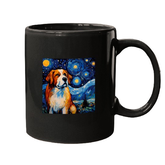 Saint Bernard Starry Night For Dog Mom Dog Dad Mugs