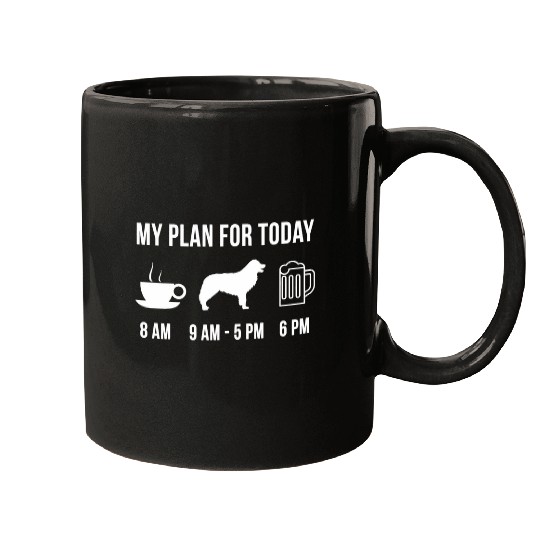 Pet Border Collie Dog Puppy My Plan For Today 2 Mugs