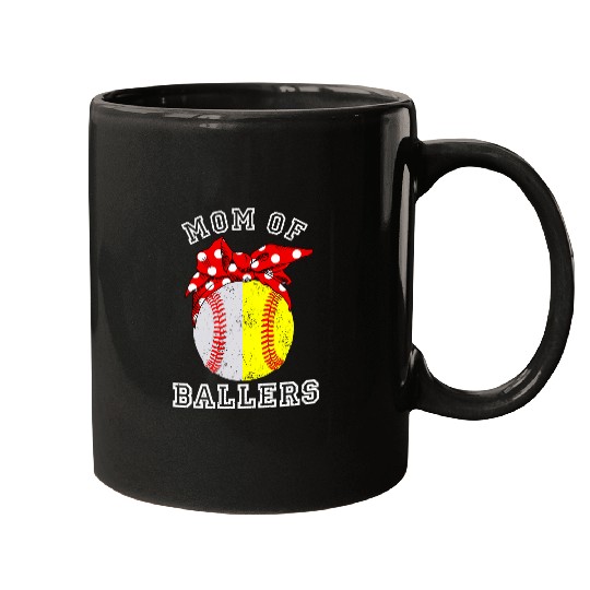 Mom Of Both Baseball Softball Mom of Ballers Mugs
