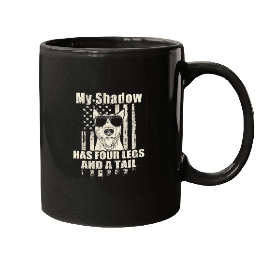 My Shadow Bull Terrier Proud American Flag Funny Mugs