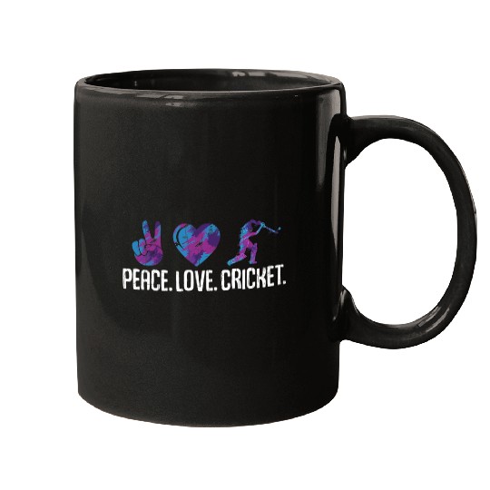 Peace Love Cricket Funny Player Coachs Sports Lover Graphic Mugs