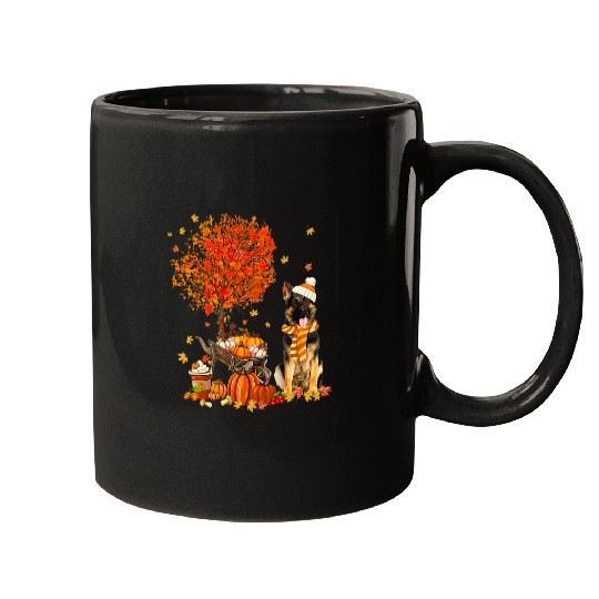 German Shepherd Autumn Fall Pumpkin Truck Mappe Thanksgiving 1 Mugs