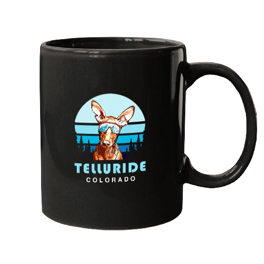 Pharaoh Hound Winter Skis Telluride Colorado Dog Lover Mugs