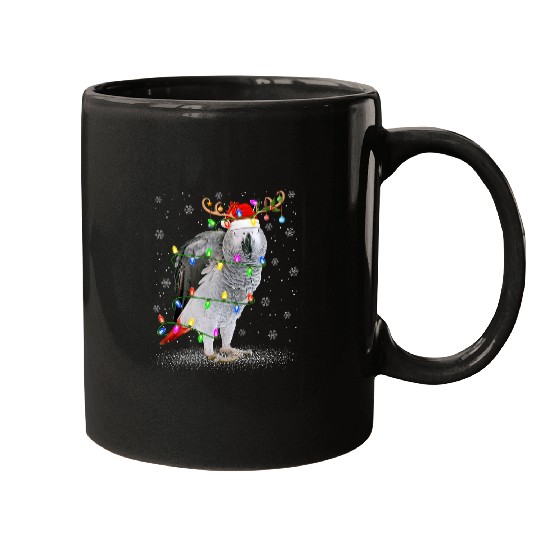 xmass Lights Gorgeous Reindeer African Grey parrot Christmas Mugs