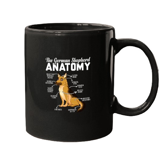 German Shepherd Anatomy Cute Biology Dogs Joke Science Mugs