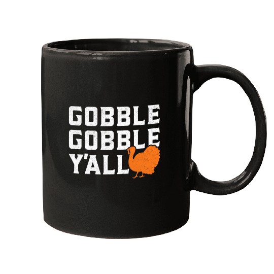 Retro Gobble Gobble Yall Cute Turkey Thanksgiving Mugs