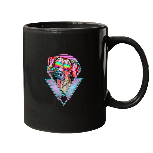 Rhodesian Ridgeback Dog vintages Retro Vaporwave Beach Vibe Mugs