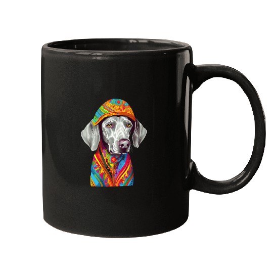 Weimaraner Dog in Mexican Cinco De Mayo Sombrero and Poncho Mugs