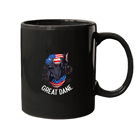 Patriotic Great Dane 4th of July USA Funny Great Dane Mugs