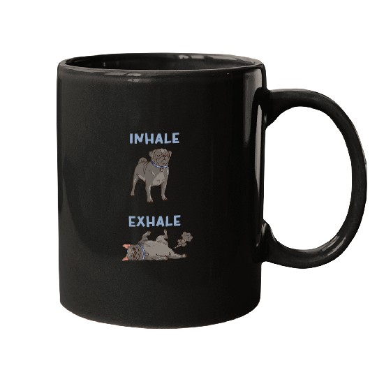 Inhale Exhale Pug Yoga Exercise Dog Sport Breathing 2 Mugs