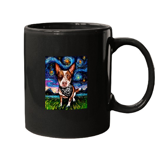 Red Heeler with Bandana Starry Night Cattle Dog Art by Aja Mugs