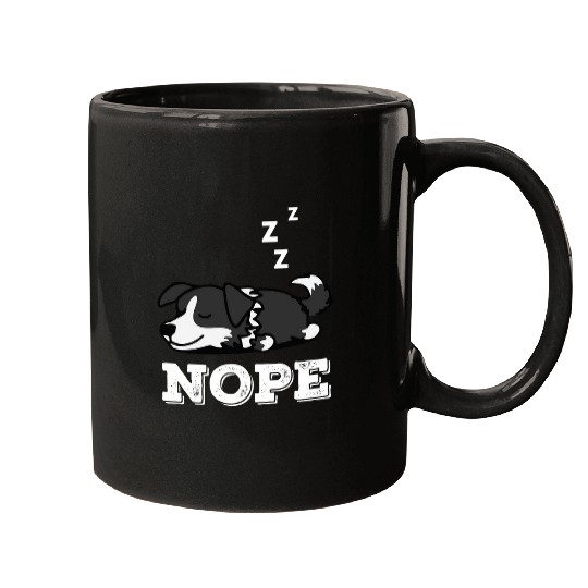 Funny Nope Lazy Border Collie Dog Mugs
