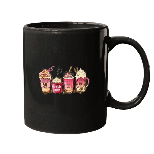 Poodle Mom Coffee Lover Hearts Paw Prints Standard Poodle Mugs