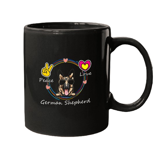 Peace Love and German Shepherd Cute Dog Lovers for Mothers Mugs