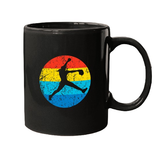 Softball Pitcher Softball Retro 1970s Style Circle Mugs