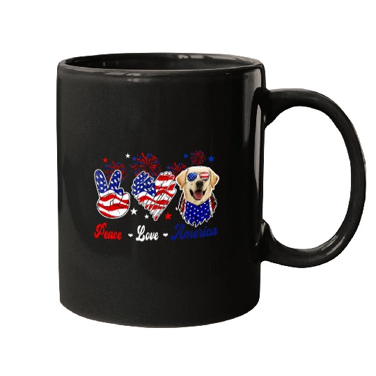 Peace Love America Cute Labrador Retriever Sunglasses Mugs