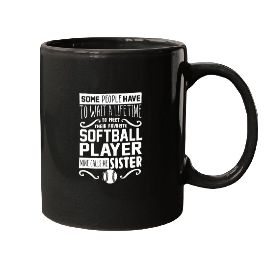 Softball Sister of a Softball Playing Sister Softball Fan Mugs
