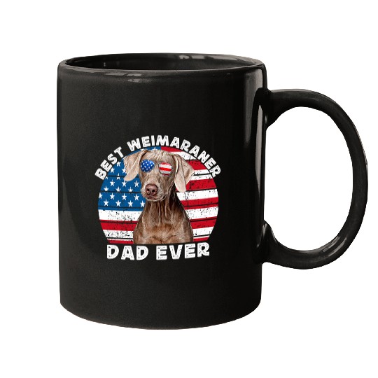 Weimaraner Dad For Men American Flag Weimaraner Weim Dad Dog Mugs