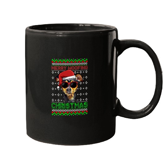 Miniature Pinscher Dog Funny Merry Woofing Christmas Mugs