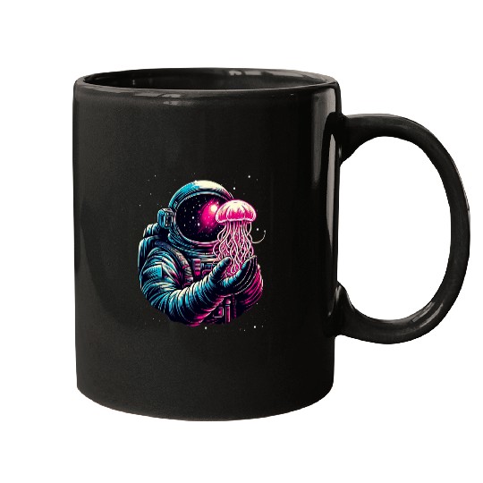 Space Astronaut Spaceman Jellyfish Astronomy Galaxy Mugs