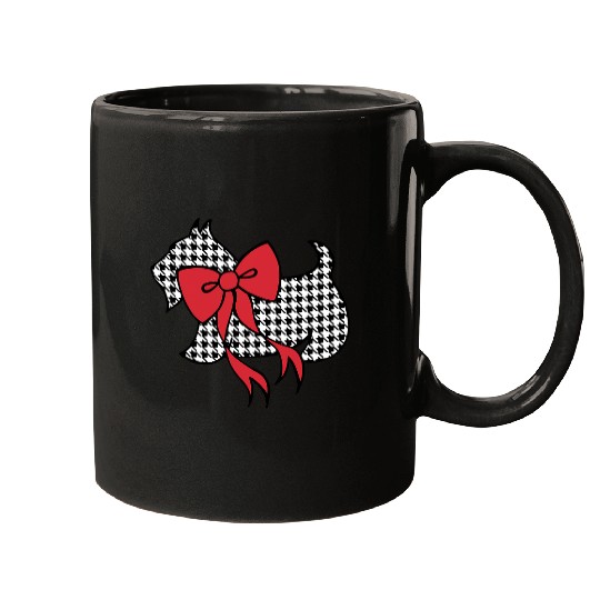 Dog Scottish Terrier Christmas Houndstooth Scottish Terrier Mugs