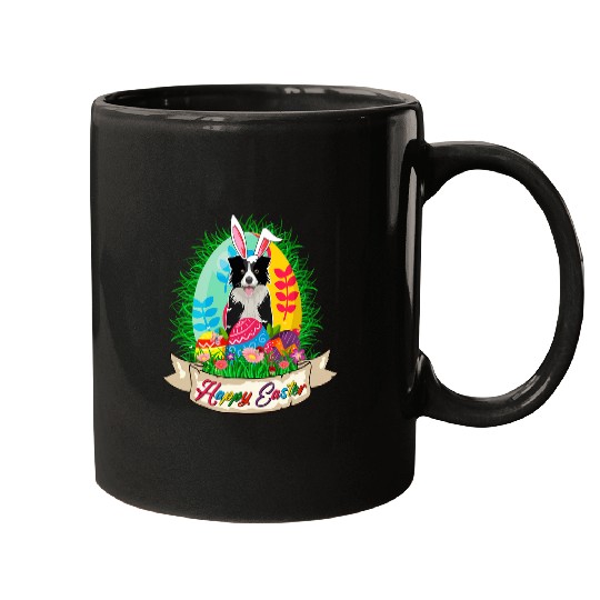 Happy Easter Bunny Border Collie With Easter Eggs Lover Mugs