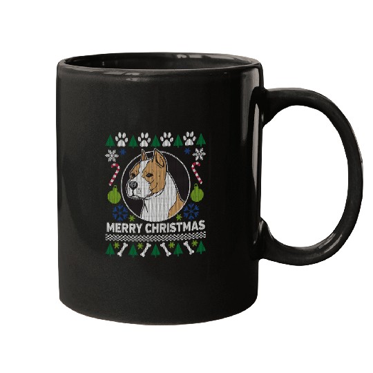 Pit Bull Amstaff Ugly Christmas Tacky xmass Gift Idea Mugs