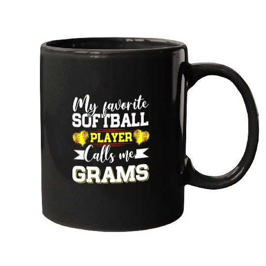Discover My Favorite Softball Player Calls Me Grams 1 Mugs